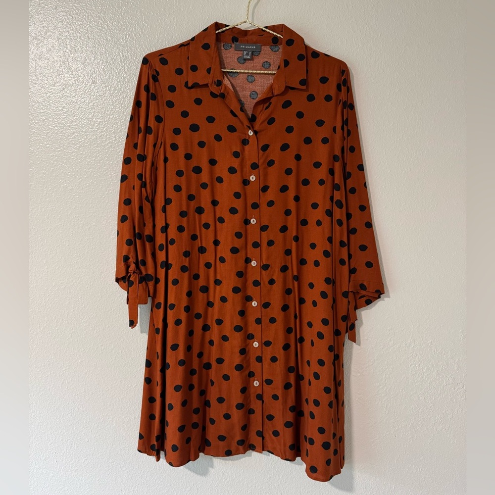 Primark Leopard Dot Button Down Shirt Dress 12